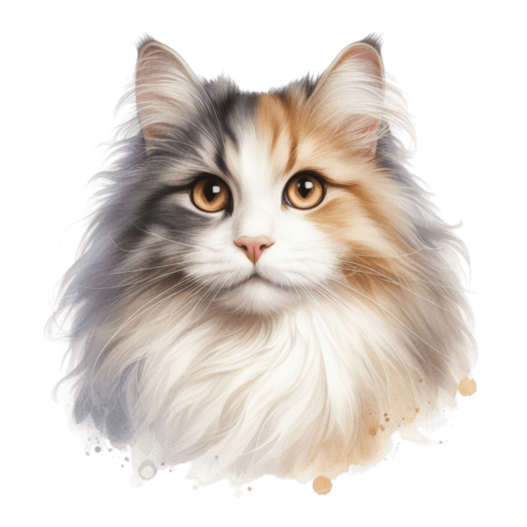Calico Cat Longhair Portrait Realistic Vinyl Sticker Decal