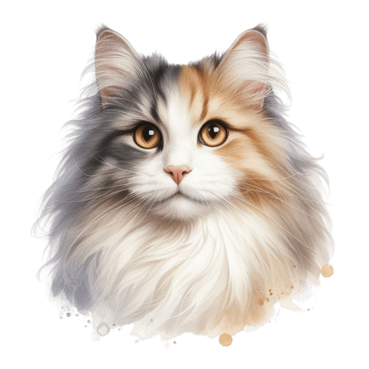 Calico Cat Longhair Portrait Realistic Vinyl Sticker Decal