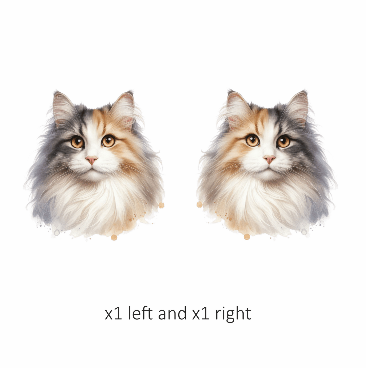 Calico Cat Longhair Portrait Realistic Vinyl Sticker Decal