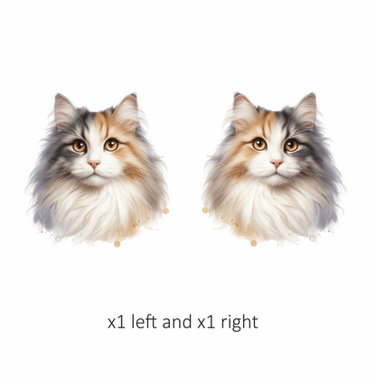 Calico Cat Longhair Portrait Realistic Vinyl Sticker Decal
