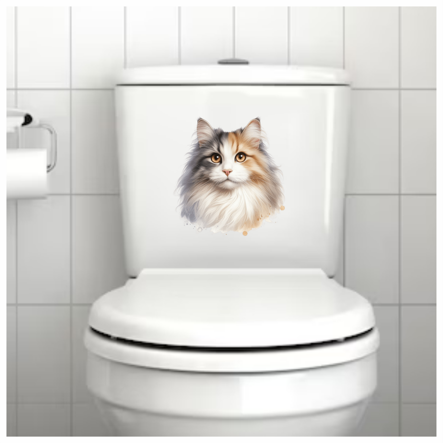 Calico Cat Longhair Portrait Realistic Vinyl Sticker Decal