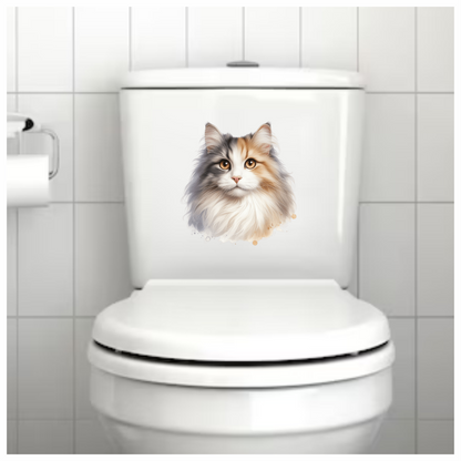 Calico Cat Longhair Portrait Realistic Vinyl Sticker Decal