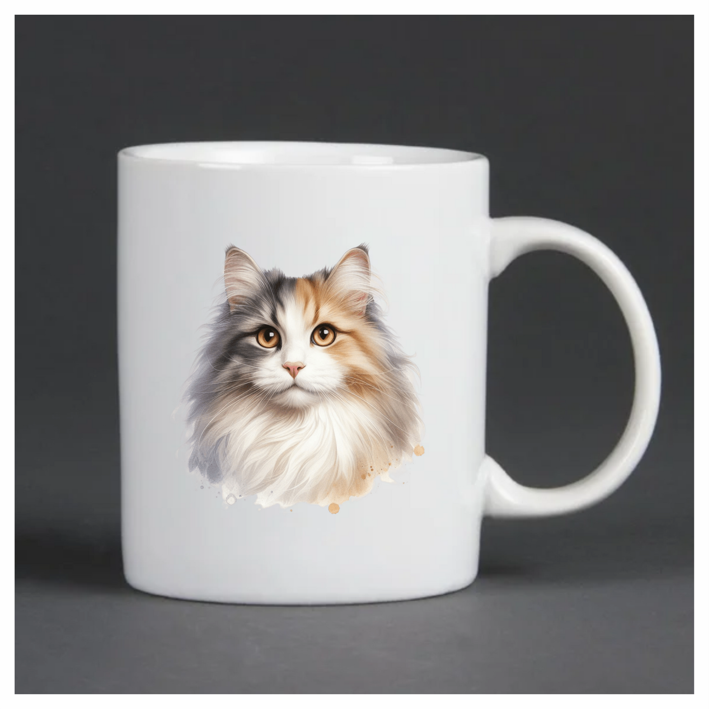 Calico Cat Longhair Portrait Realistic Vinyl Sticker Decal