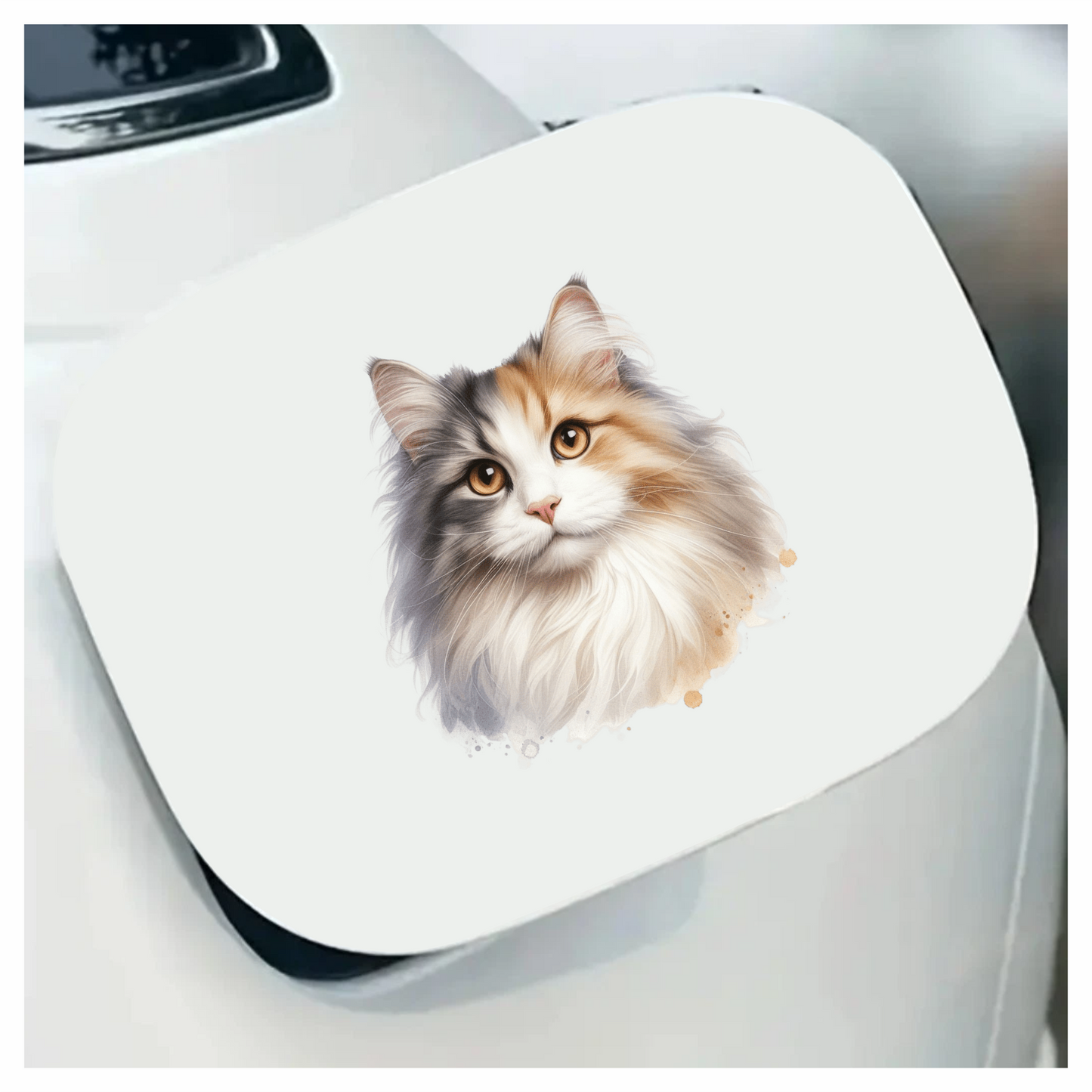 Calico Cat Longhair Portrait Realistic Vinyl Sticker Decal