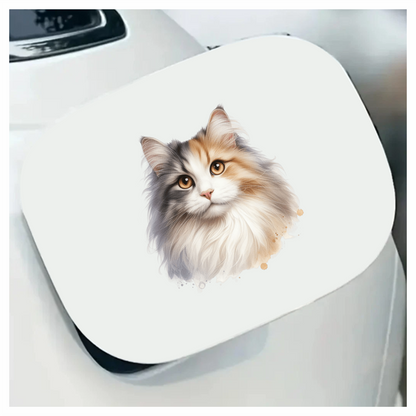 Calico Cat Longhair Portrait Realistic Vinyl Sticker Decal