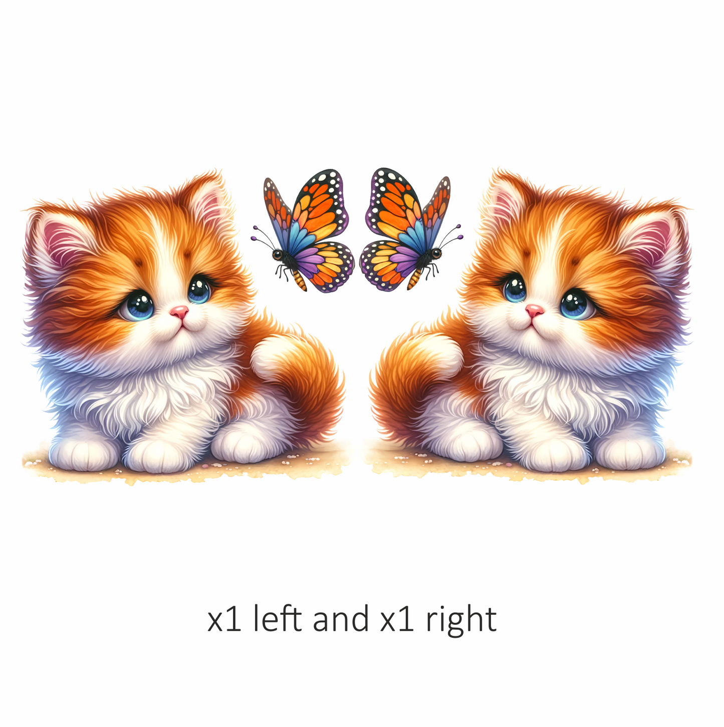 Orange White Kitten Butterfly Cute Vinyl Sticker Decal