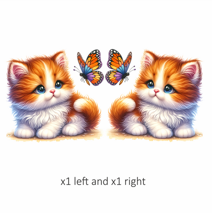 Orange White Kitten Butterfly Cute Vinyl Sticker Decal