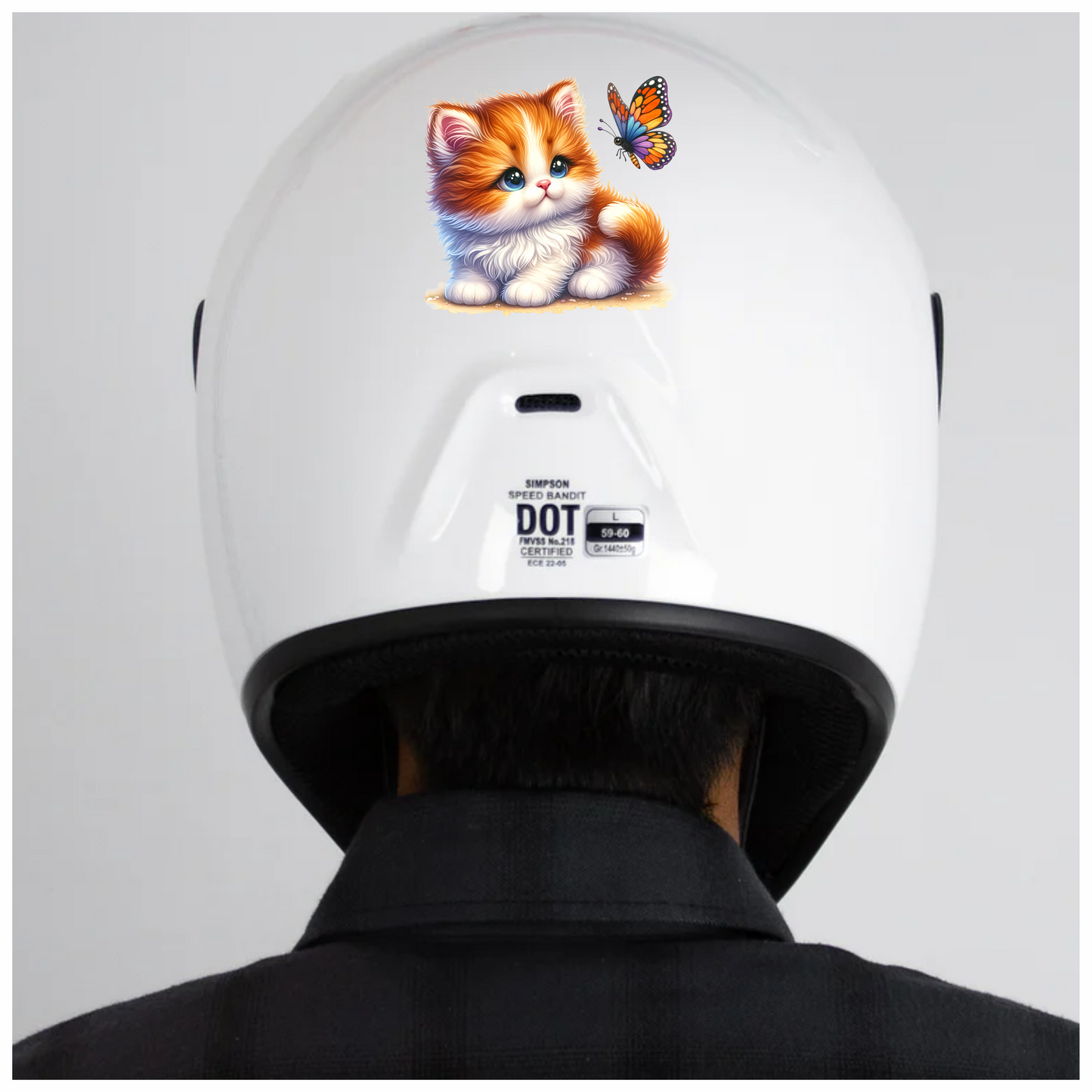 Orange White Kitten Butterfly Cute Vinyl Sticker Decal