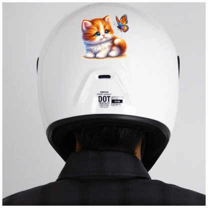 Orange White Kitten Butterfly Cute Vinyl Sticker Decal