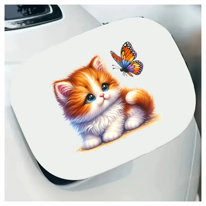 Orange White Kitten Butterfly Cute Vinyl Sticker Decal