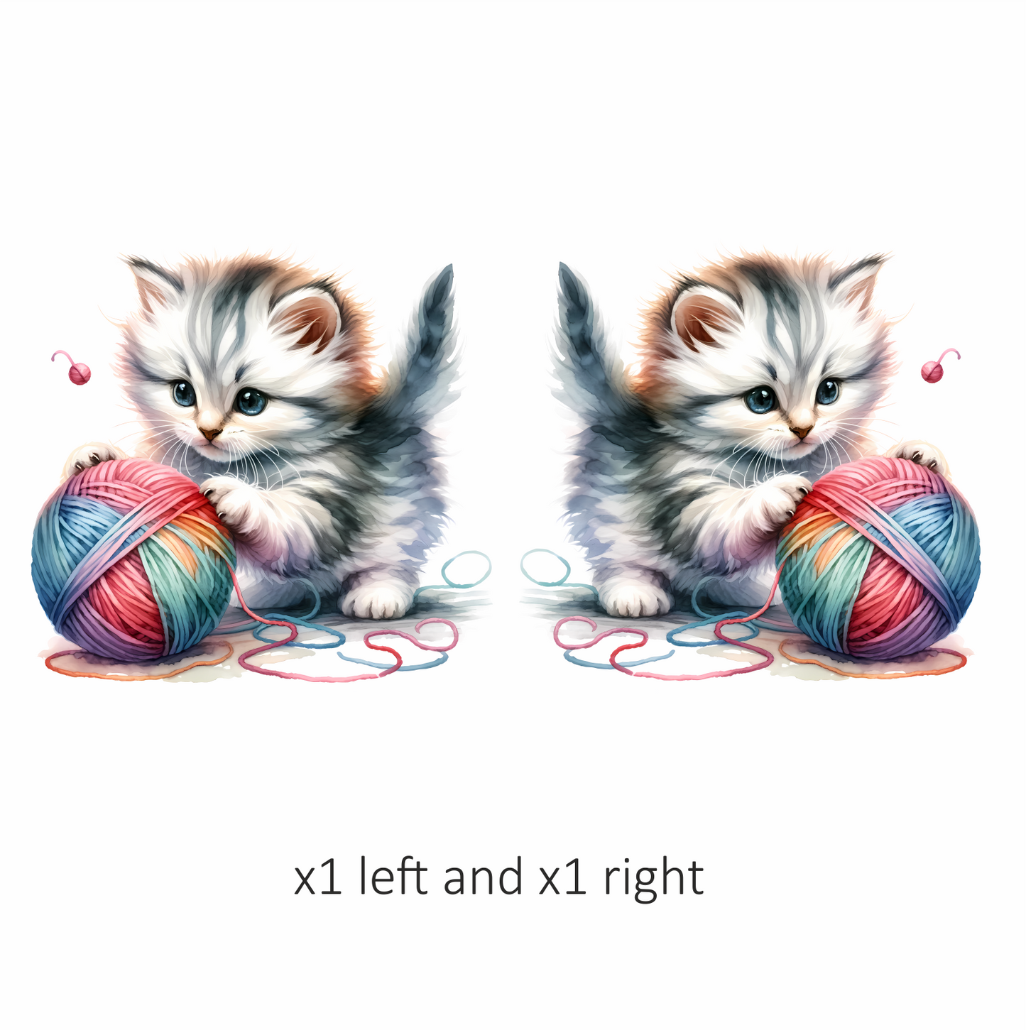 Gray Kitten Playing Colorful Yarn Vinyl Sticker Decal