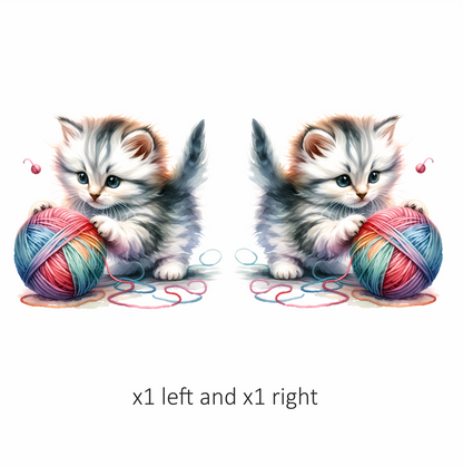 Gray Kitten Playing Colorful Yarn Vinyl Sticker Decal