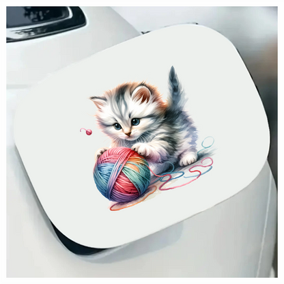 Gray Kitten Playing Colorful Yarn Vinyl Sticker Decal