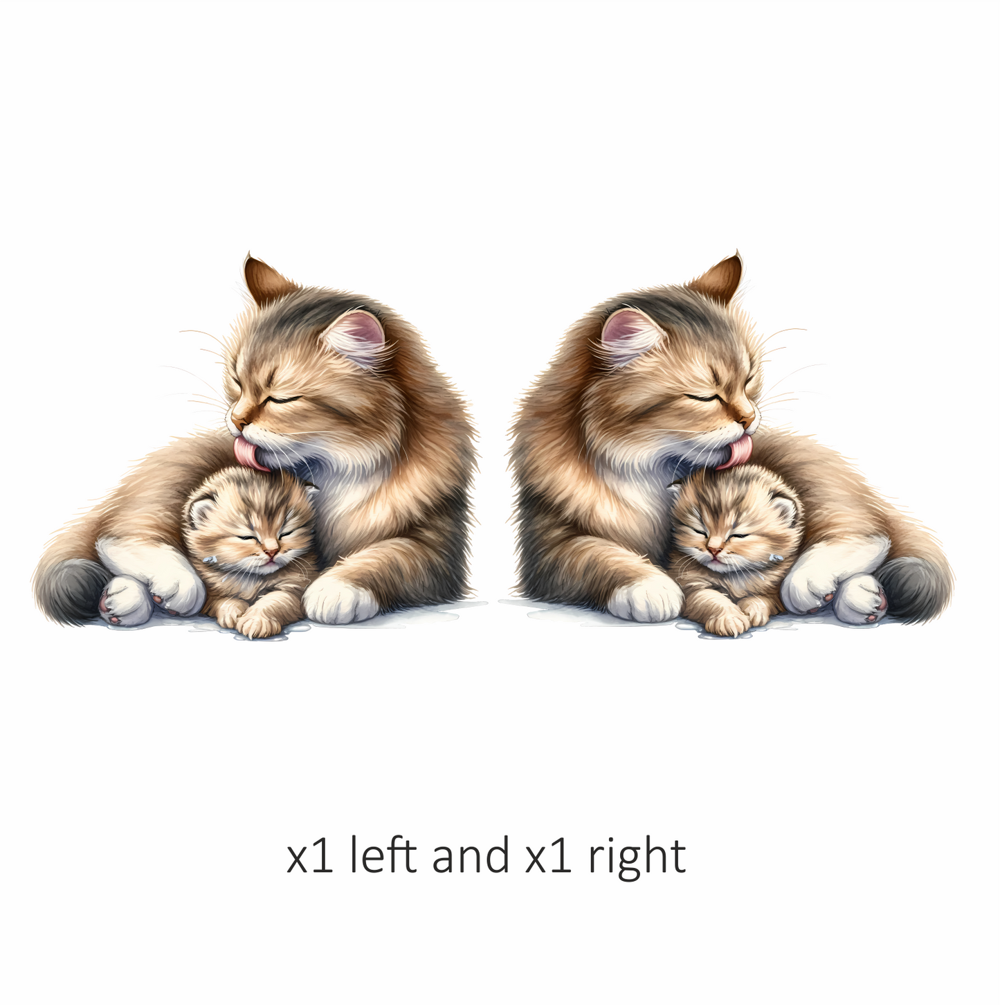 Brown Cat Kitten Licking Fur Vinyl Sticker Decal