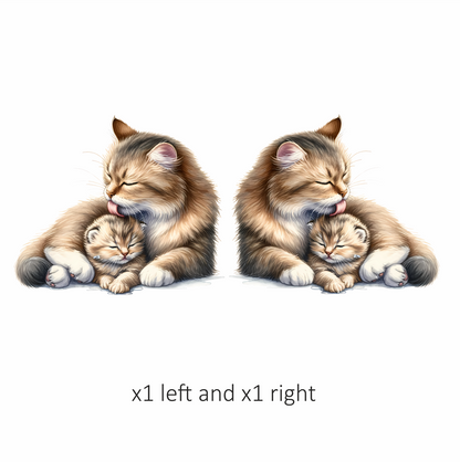 Brown Cat Kitten Licking Fur Vinyl Sticker Decal