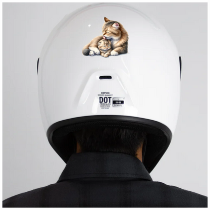 Brown Cat Kitten Licking Fur Vinyl Sticker Decal