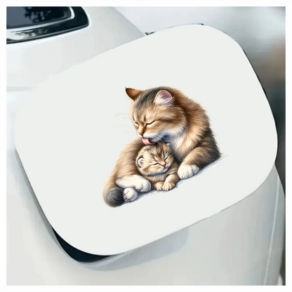 Brown Cat Kitten Licking Fur Vinyl Sticker Decal