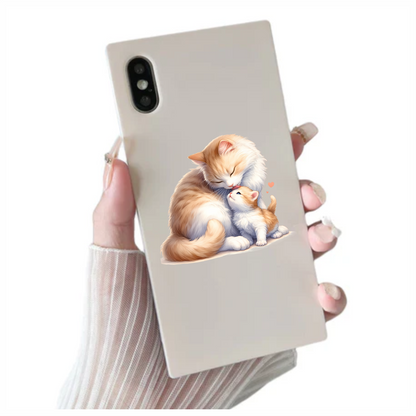 Orange White Cat Kitten Loving Vinyl Sticker Decal