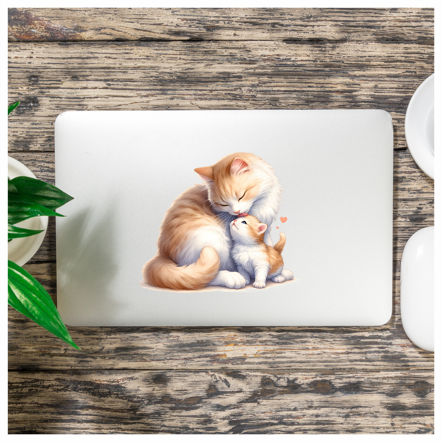 Orange White Cat Kitten Loving Vinyl Sticker Decal