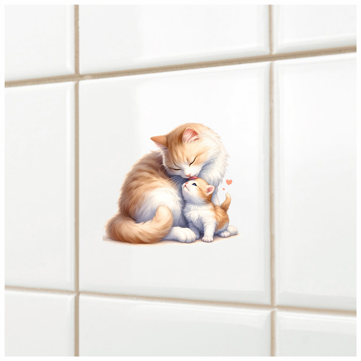 Orange White Cat Kitten Loving Vinyl Sticker Decal