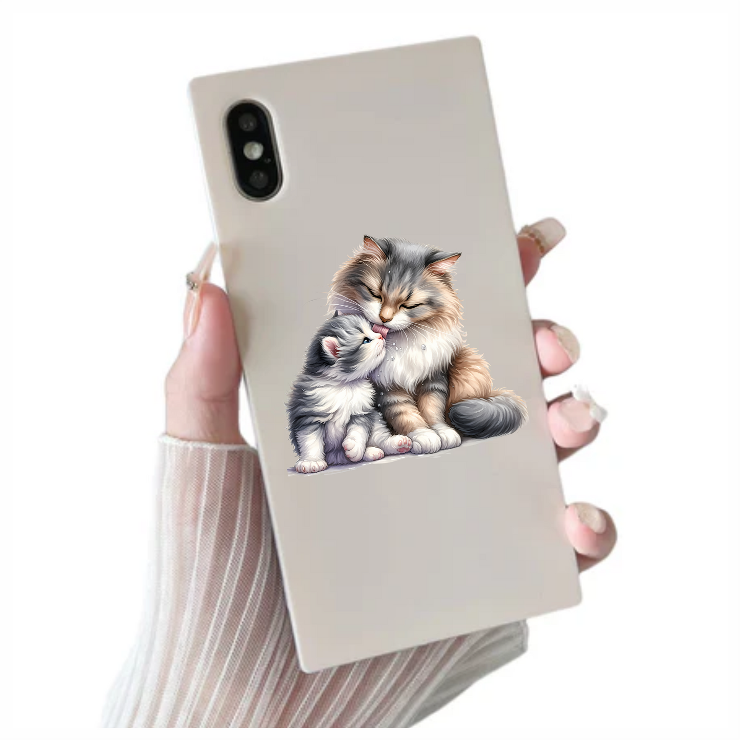 Grey White Cat Kitten Maine Vinyl Sticker Decal