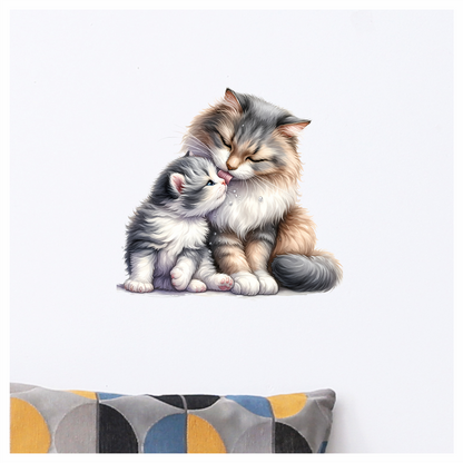 Grey White Cat Kitten Maine Vinyl Sticker Decal