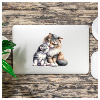 Grey White Cat Kitten Maine Vinyl Sticker Decal