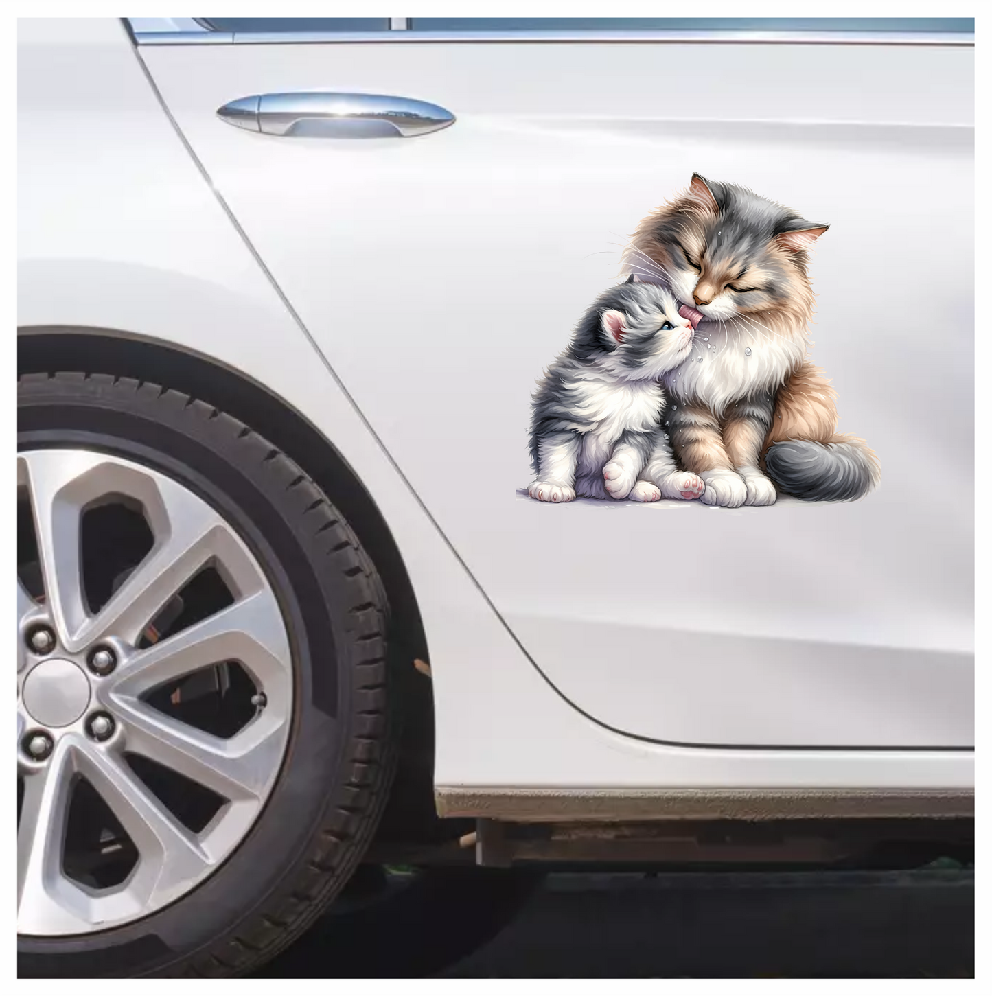 Grey White Cat Kitten Maine Vinyl Sticker Decal