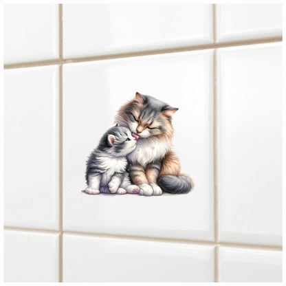 Grey White Cat Kitten Maine Vinyl Sticker Decal