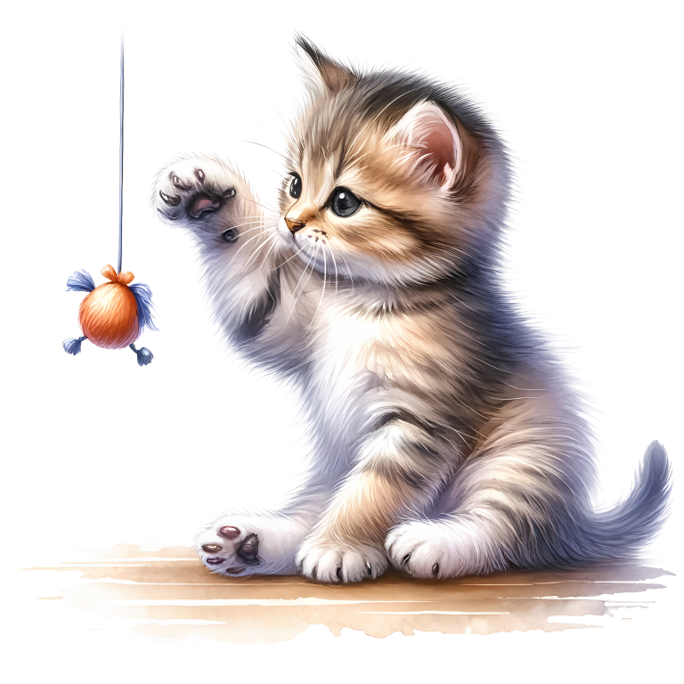 Brown Tabby Kitten Playing Toy Vinyl Sticker Decal