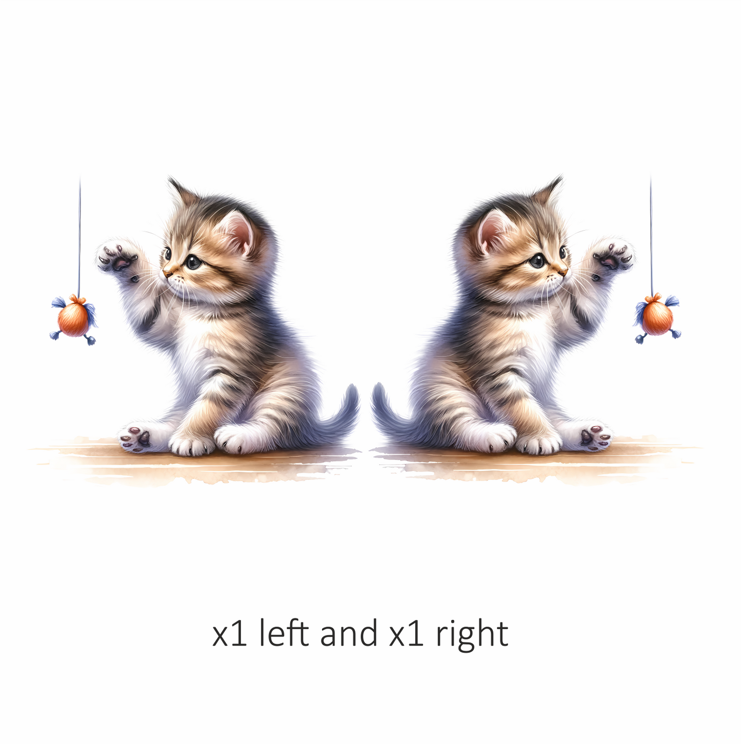 Brown Tabby Kitten Playing Toy Vinyl Sticker Decal