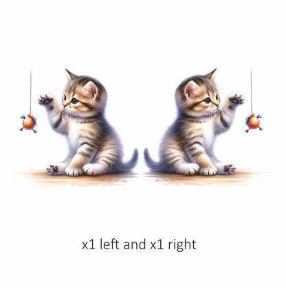 Brown Tabby Kitten Playing Toy Vinyl Sticker Decal