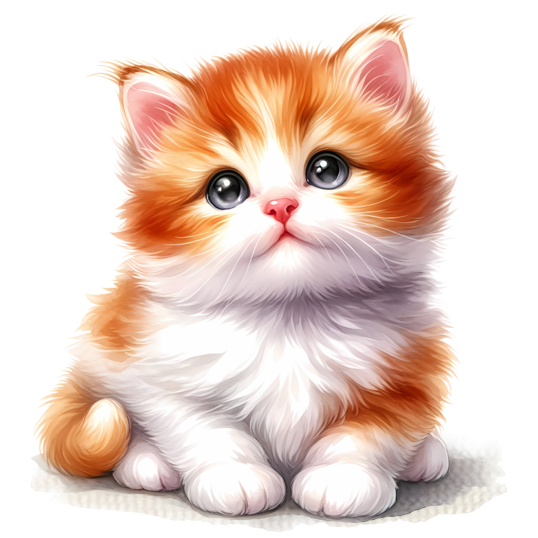 Orange White Kitten Fluffy Cute Vinyl Sticker Decal