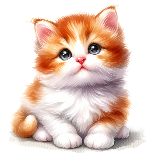 Orange White Kitten Fluffy Cute Vinyl Sticker Decal