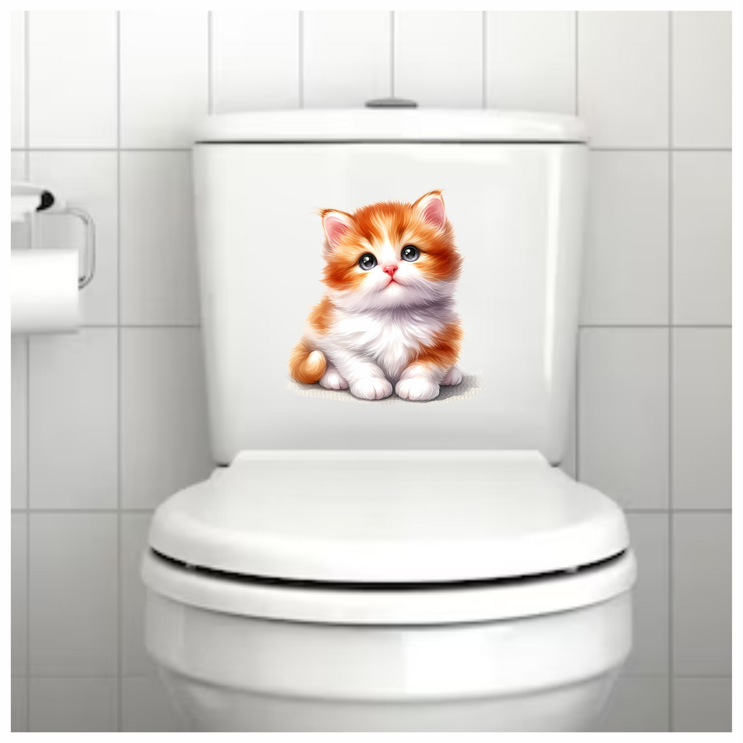 Orange White Kitten Fluffy Cute Vinyl Sticker Decal