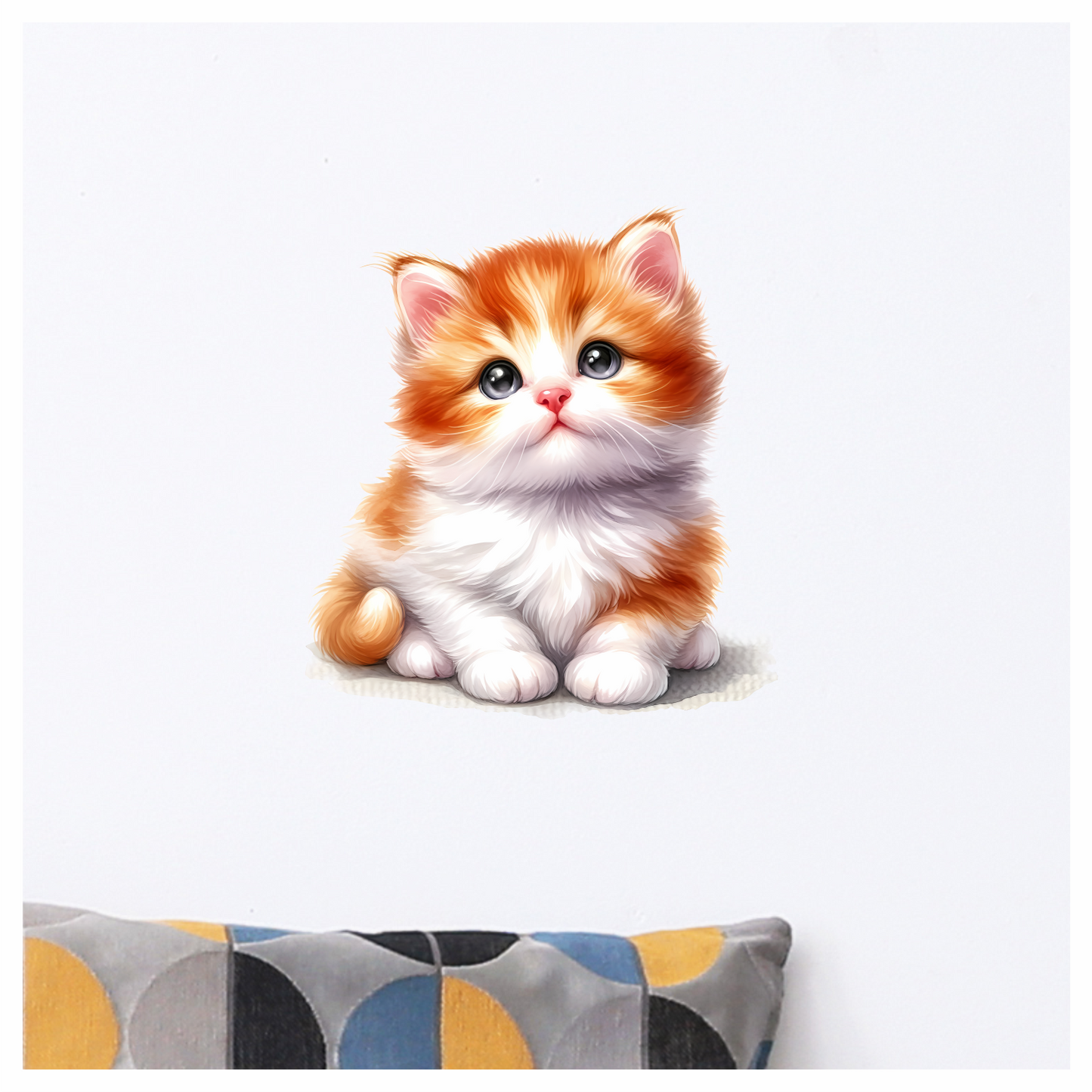 Orange White Kitten Fluffy Cute Vinyl Sticker Decal