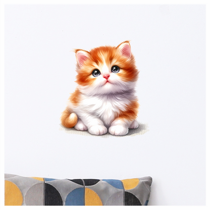Orange White Kitten Fluffy Cute Vinyl Sticker Decal