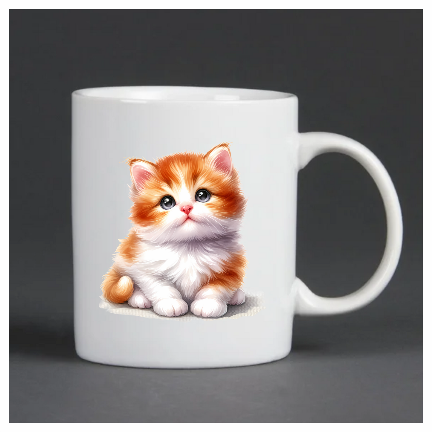 Orange White Kitten Fluffy Cute Vinyl Sticker Decal