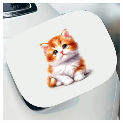 Orange White Kitten Fluffy Cute Vinyl Sticker Decal