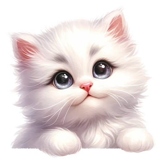 White Fluffy Kitten Persian Cute Vinyl Sticker Decal