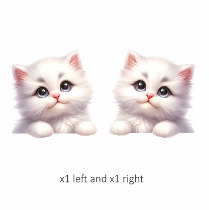 White Fluffy Kitten Persian Cute Vinyl Sticker Decal