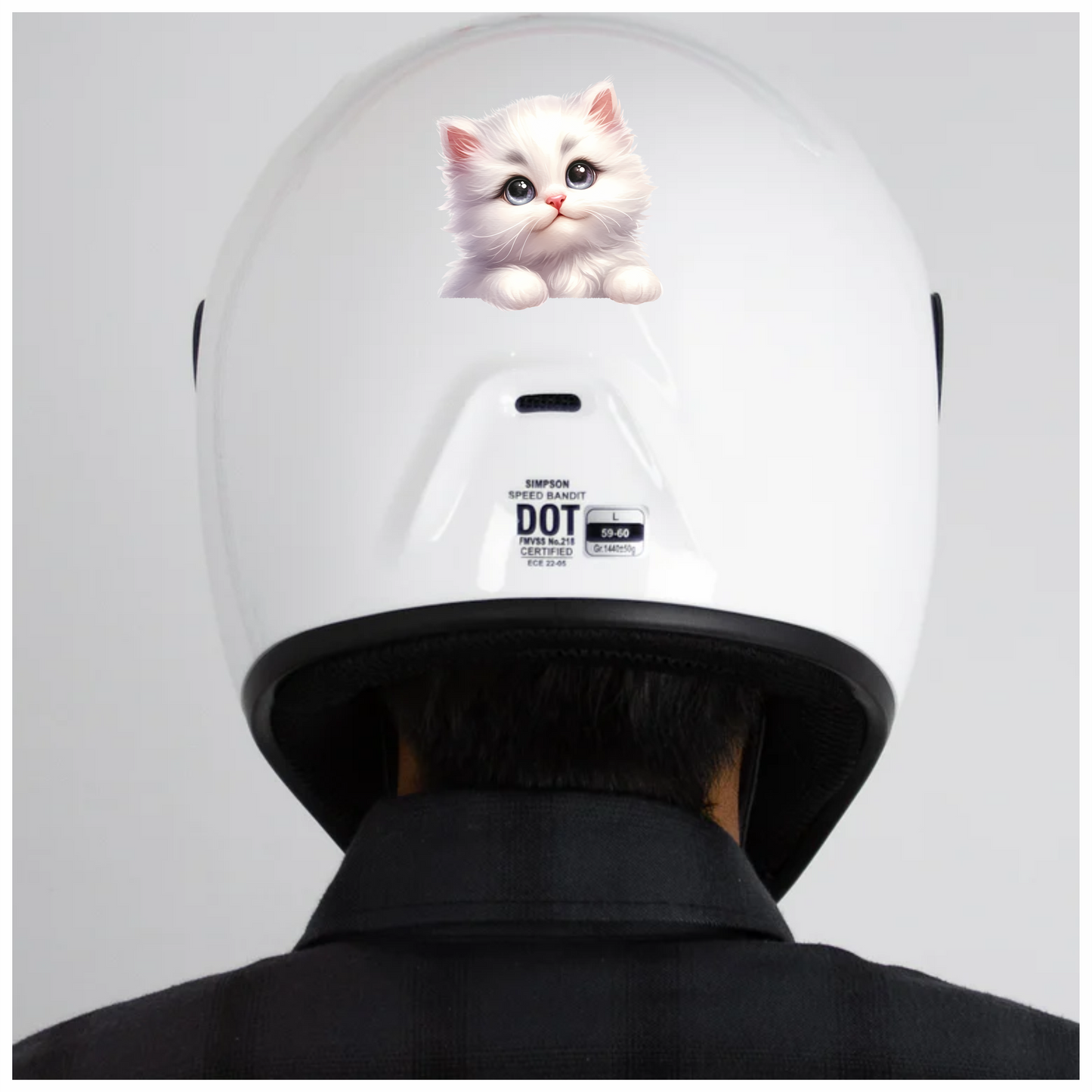 White Fluffy Kitten Persian Cute Vinyl Sticker Decal