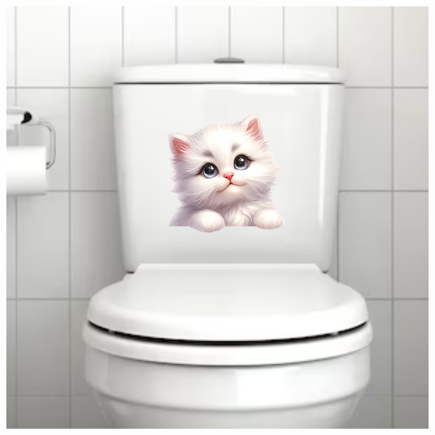 White Fluffy Kitten Persian Cute Vinyl Sticker Decal