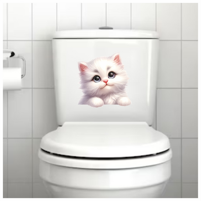 White Fluffy Kitten Persian Cute Vinyl Sticker Decal