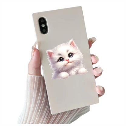 White Fluffy Kitten Persian Cute Vinyl Sticker Decal