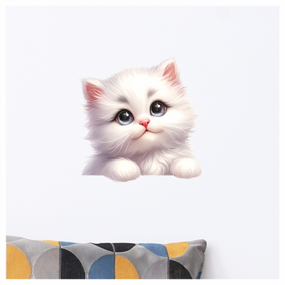 White Fluffy Kitten Persian Cute Vinyl Sticker Decal