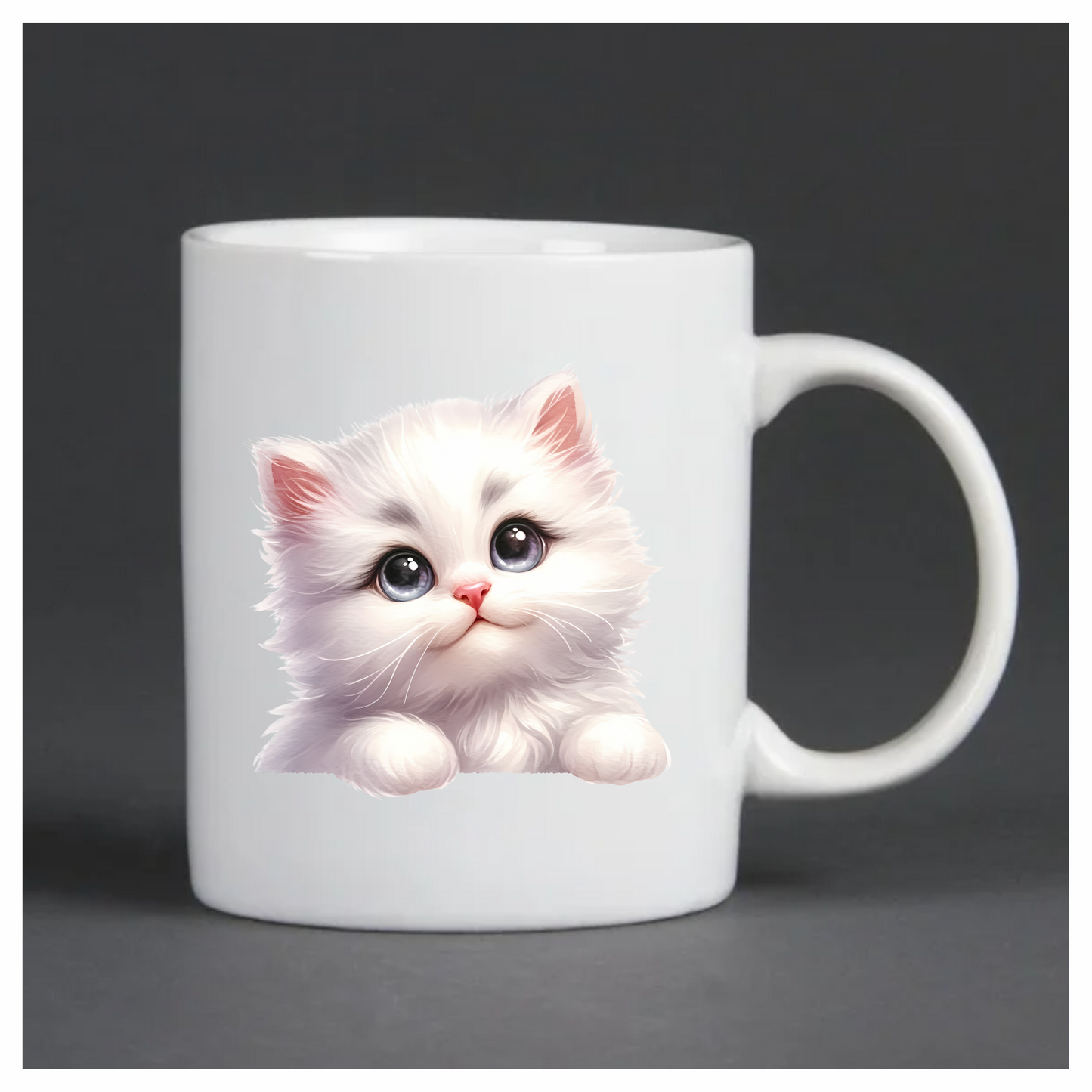 White Fluffy Kitten Persian Cute Vinyl Sticker Decal