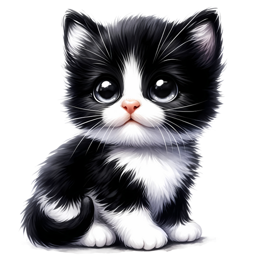 Black White Kitten Cute Sitting Vinyl Sticker Decal