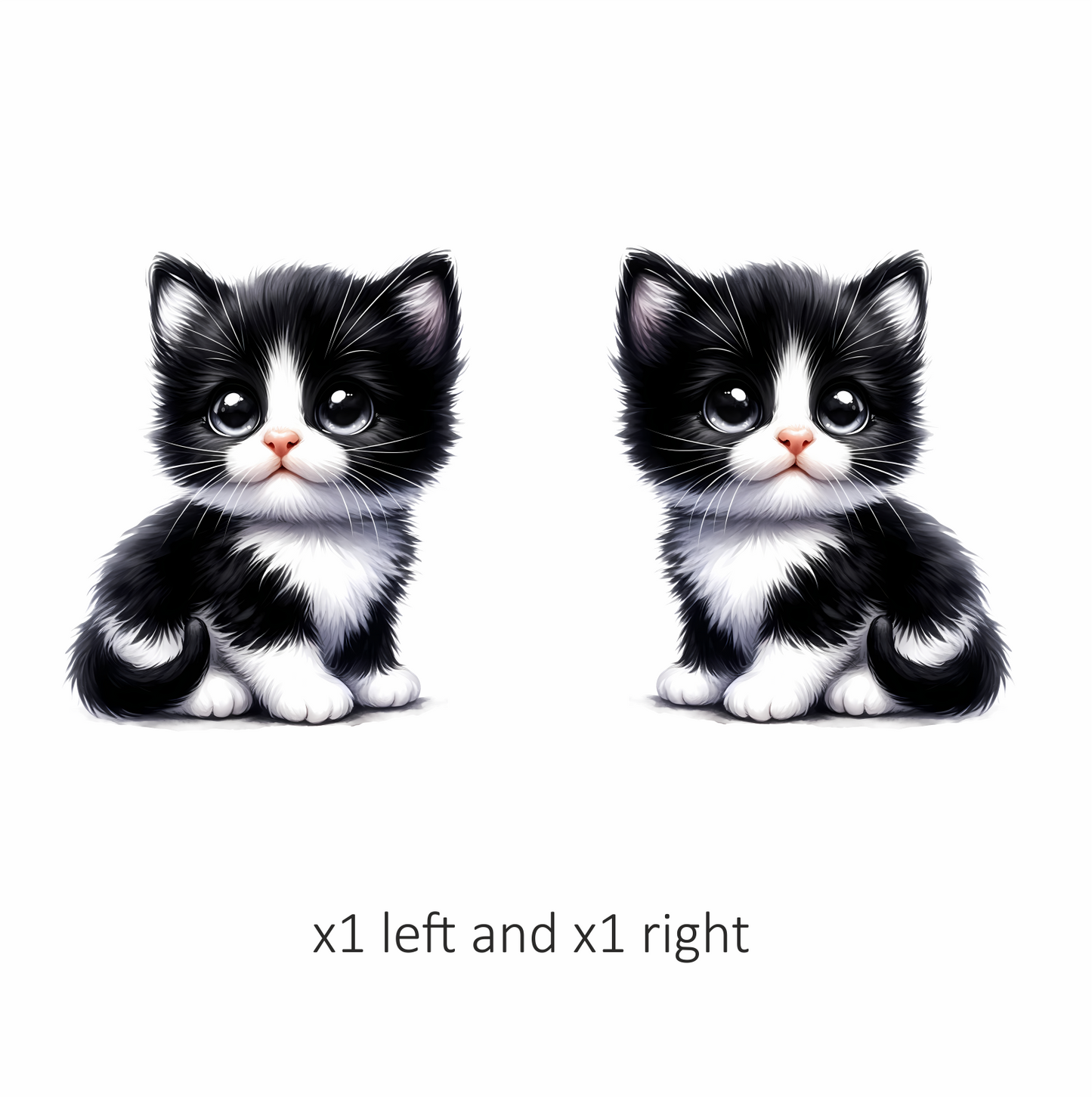 Black White Kitten Cute Sitting Vinyl Sticker Decal