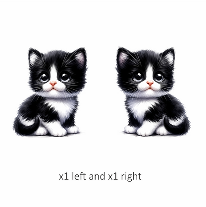 Black White Kitten Cute Sitting Vinyl Sticker Decal